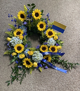 Blue And Yellow Urn Wreath