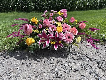 Pink and Yellow Tribute Basket