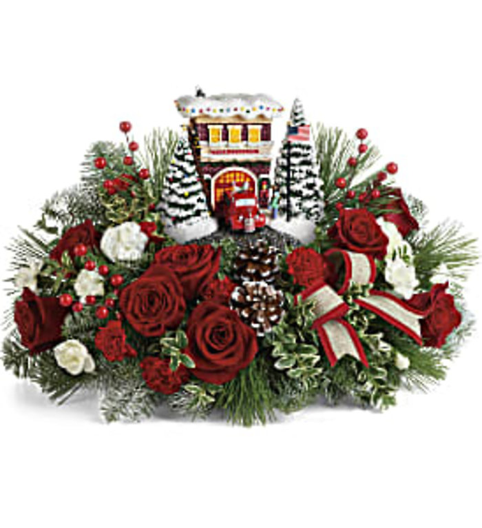 Thomas Kinkade\'s Festive Fire Station Bouquet