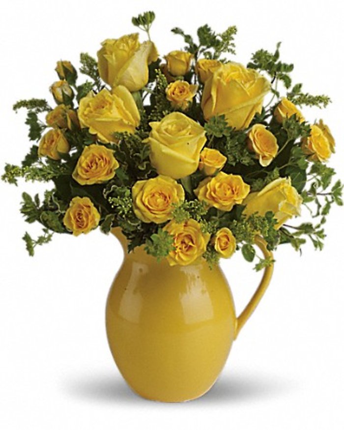 Sunny Day Pitcher of Roses