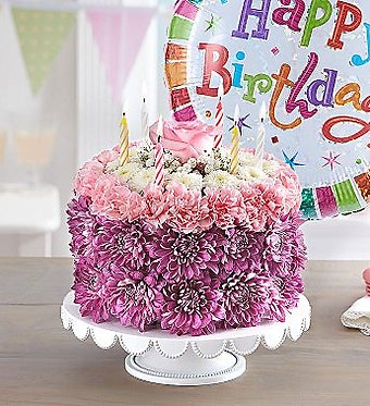 Birthday Wishes Flower Cake Pastel