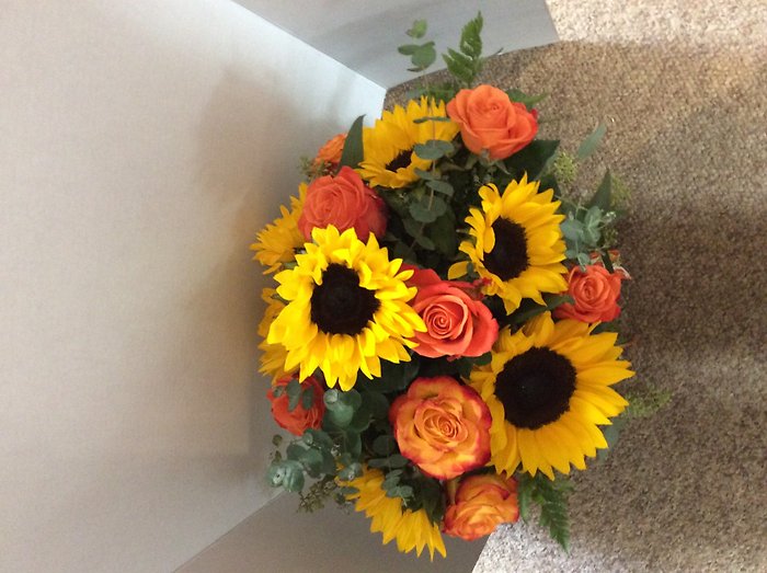 Orange Roses and Sunflowers