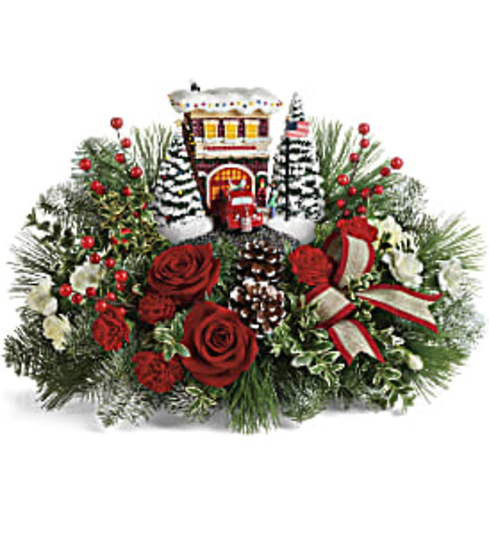 Thomas Kinkade\'s Festive Fire Station Bouquet