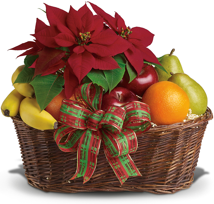 Fruit and Poinsettia Basket