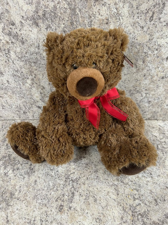 Medium Brown Teddy Bear with Red Bow